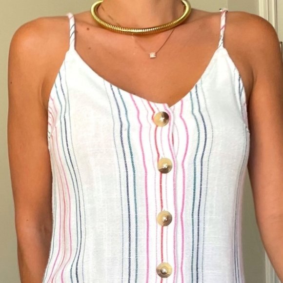 RIP CURL dress mini like new striped white pink summer XS - Picture 4 of 5